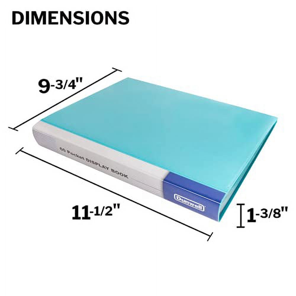 Dunwell Binder with Plastic Sleeves 60-Pocket - Presentation Book 8.5x11  (Aqua) Displays 120 Pages, Portfolio Folder with 8.5 x 11 Sheet Protectors